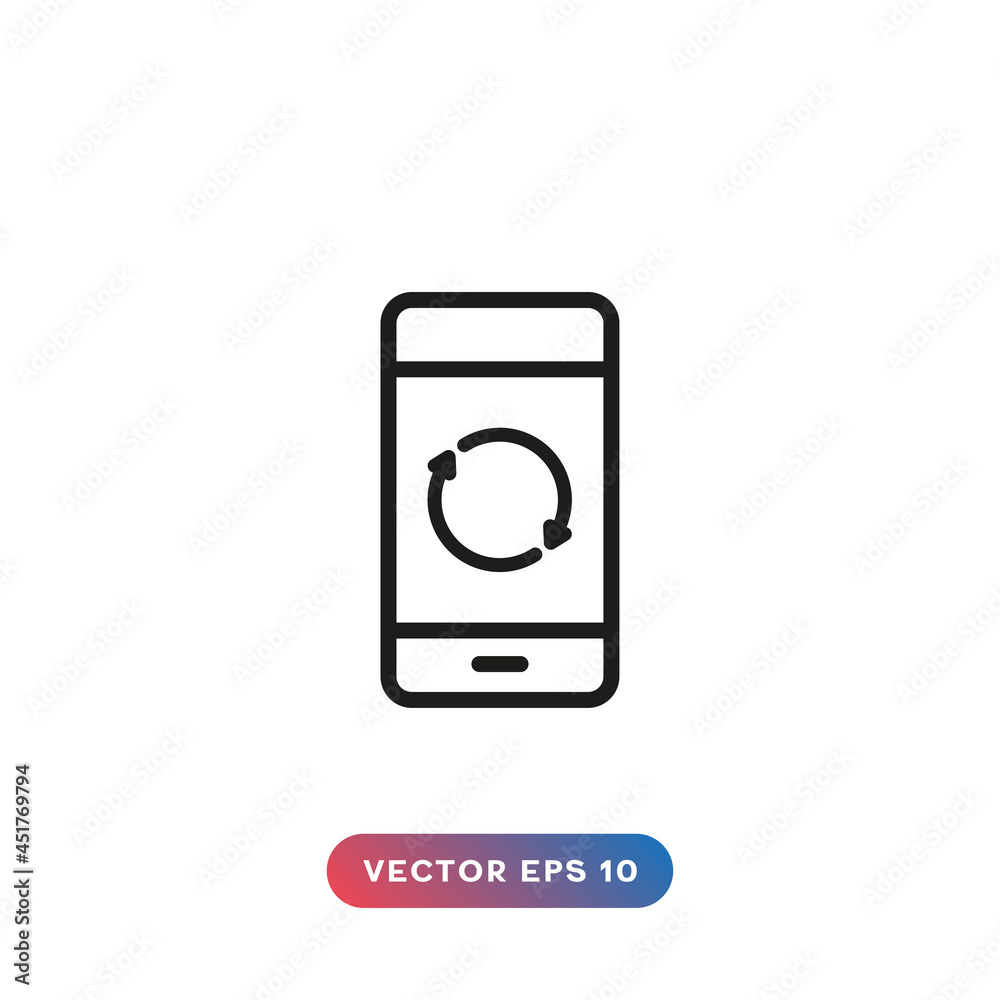 Smartphone with refresh, update, sync button. Smartphone with refresh, update, sync button.