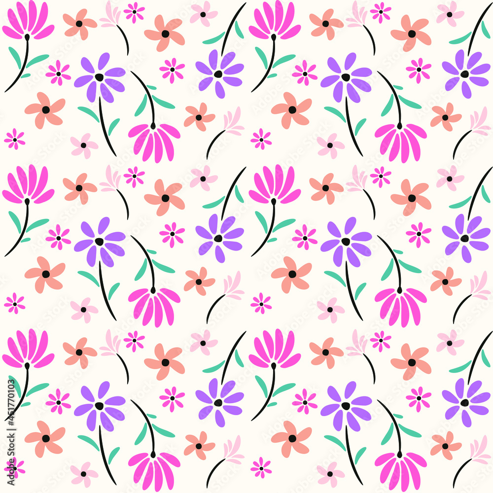 Abstract Floral Seamless Pattern With Leaves Abstract Floral Seamless Pattern With Leaves