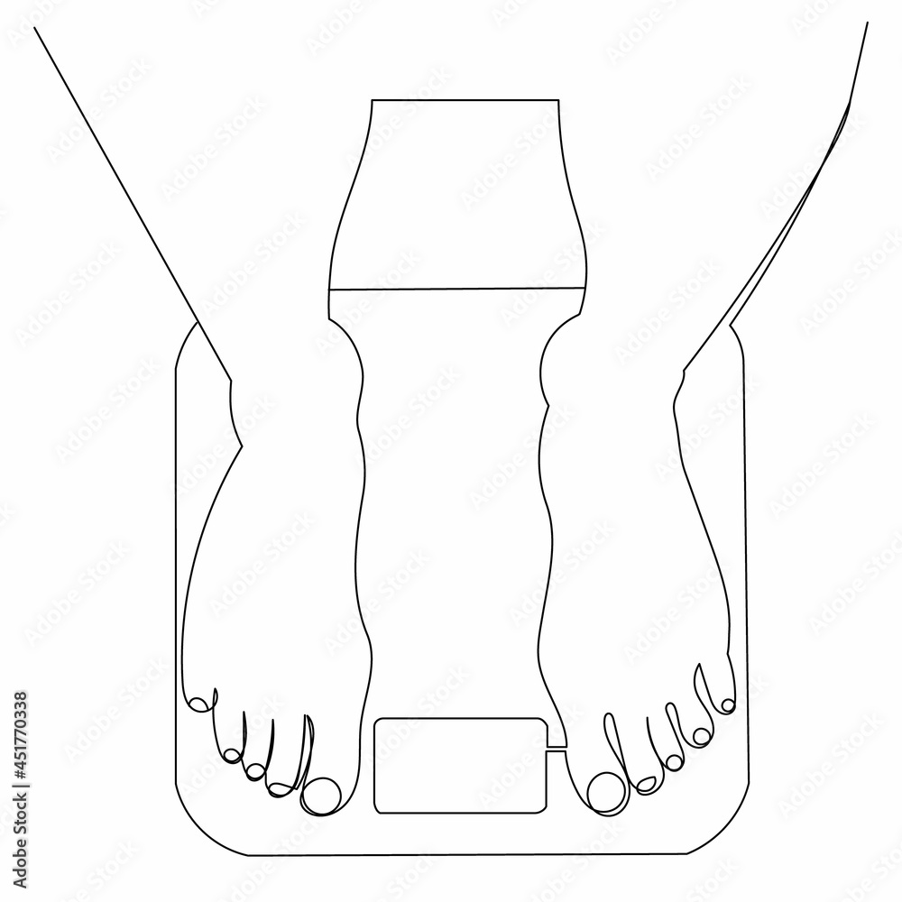 continuous line drawing of legs on scales sketch, vector continuous line drawing of legs on scales sketch, vector
