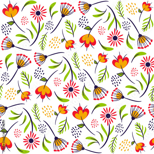 Wallpaper Mural Abstract Floral Seamless Pattern With Leaves Torontodigital.ca