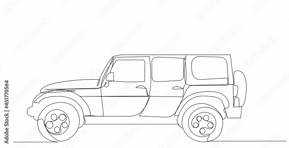 continuous line drawing car sketch, vector
