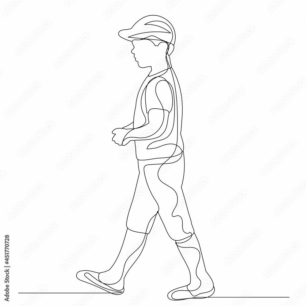 continuous line drawing child boy sketch