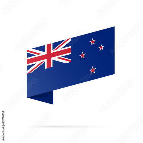 New Zealand flag state symbol isolated on background national banner. Greeting card National Independence Day of the republic of New Zealand. Illustration banner with realistic state flag.