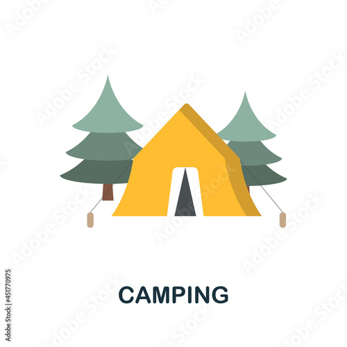 Camping flat icon. Colored sign from excursions collection. Creative Camping icon illustration for web design, infographics and more