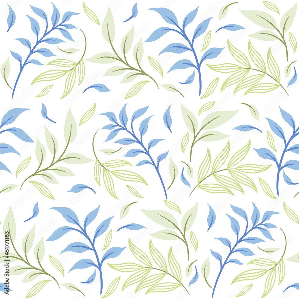 Abstract Floral Seamless Pattern With Leaves