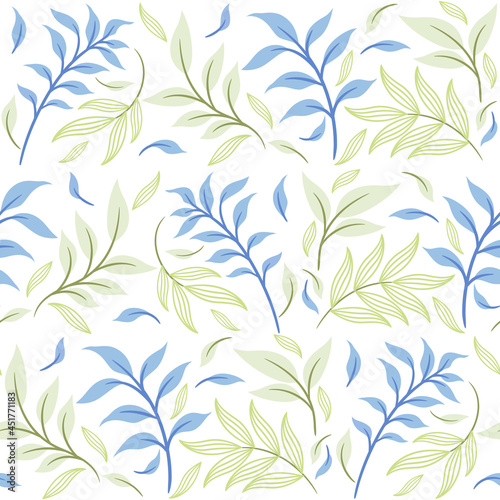 Abstract Floral Seamless Pattern With Leaves