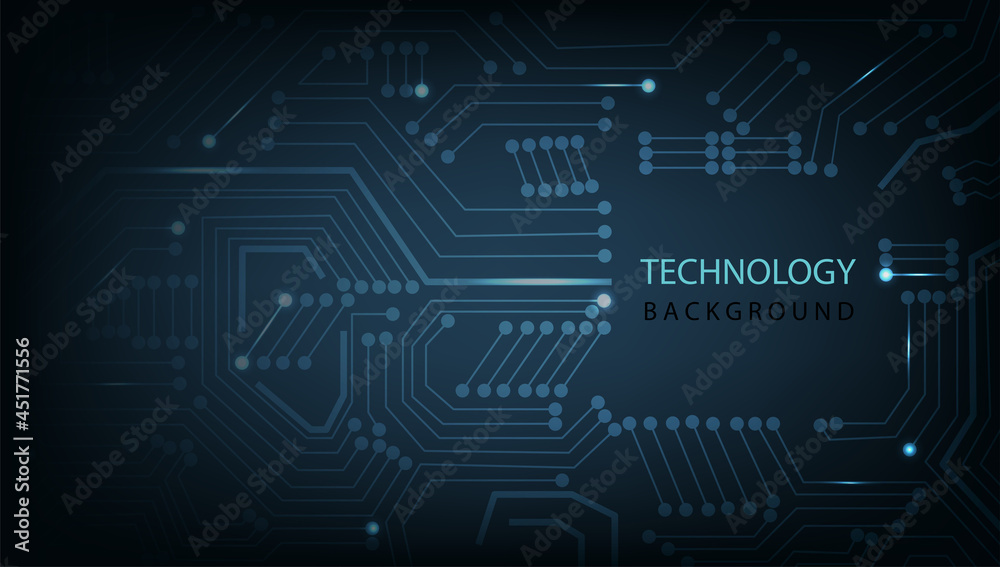  Circuit board background.Vector abstract technology illustration Circuit board on  dark blue background.High tech circuit board connection system concept.