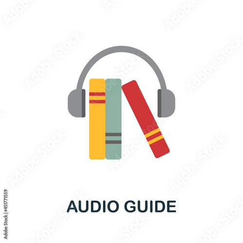 Audio Guide flat icon. Colored sign from excursions collection. Creative Audio Guide icon illustration for web design, infographics and more