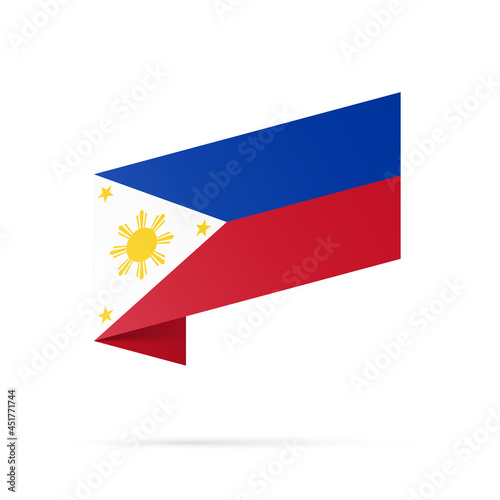 Philippines flag state symbol isolated on background national banner. Greeting card National Independence Day of the Republic of the Philippines. Illustration banner with realistic state flag.