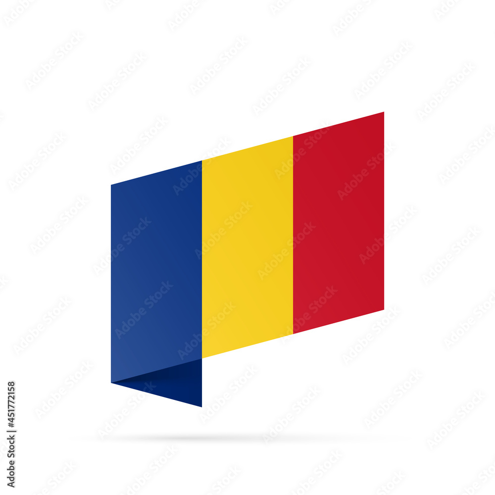 Fototapeta premium Romania flag state symbol isolated on background national banner. Greeting card National Independence Day of the Republic of Romania. Illustration banner with realistic state flag.
