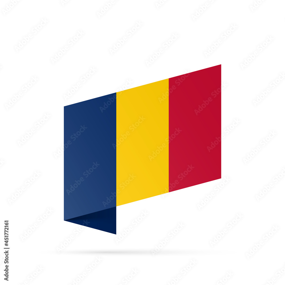 Fototapeta premium Chad flag state symbol isolated on background national banner. Greeting card National Independence Day of the Republic of Chad. Illustration banner with realistic state flag.