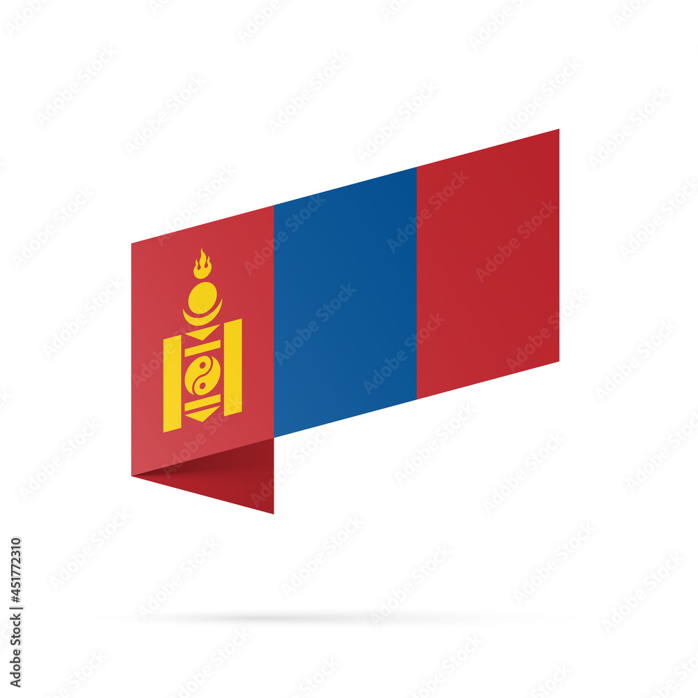 Mongolia flag state symbol isolated on background national banner. Greeting card National Independence Day of the Republic of Mongolia. Illustration banner with realistic state flag. Mongolia flag state symbol isolated on background national banner. Greeting card National Independence Day of the Republic of Mongolia. Illustration banner with realistic state flag.