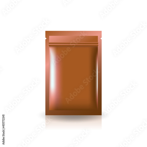 Blank brown copper or rose gold flat foil zip bag for food, healthy or beauty product.