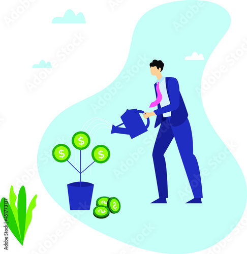 businessman with grow up money plant  