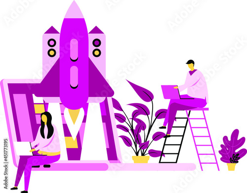 Business people work for achievement celebration