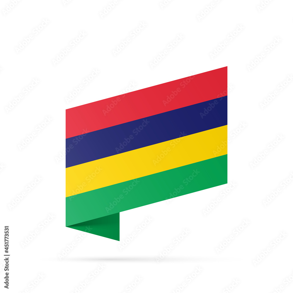 Mauritius flag state symbol isolated on background national banner. Greeting card National Independence Day of the Republic of Mauritius. Illustration banner with realistic state flag. Mauritius flag state symbol isolated on background national banner. Greeting card National Independence Day of the Republic of Mauritius. Illustration banner with realistic state flag.