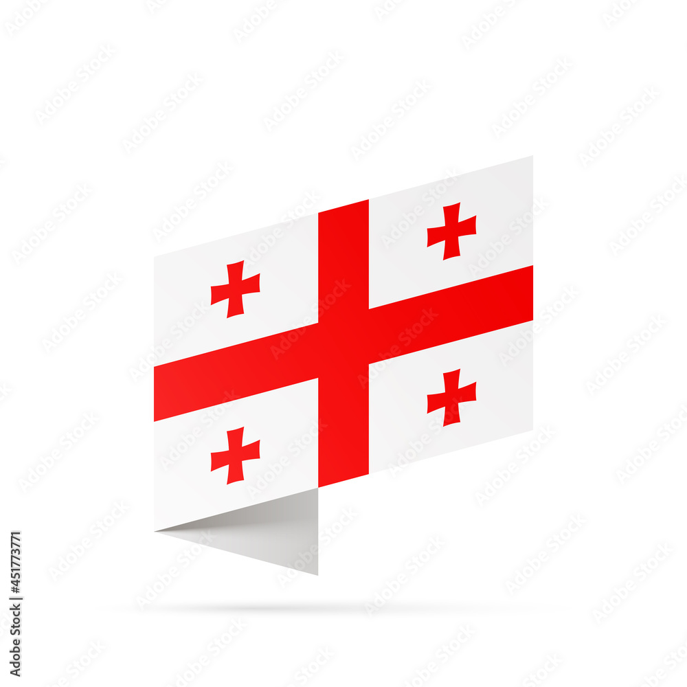 Georgia flag state symbol isolated on background national banner. Greeting card National Independence Day of the Republic of Georgia. Illustration banner with realistic state flag.