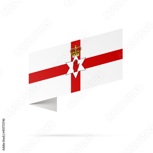 Northern Ireland flag state symbol isolated on background national banner. Greeting card National Independence Day of the part of the United Kingdom. Illustration banner with realistic state flag.