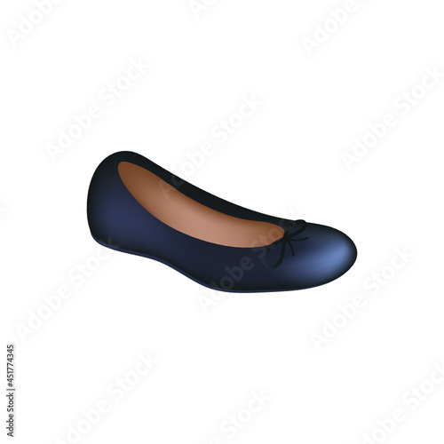 Classical women shoe, ballerina, flat icon emoji. Vector-Illustration. Ballerina flats icon in flat style isolated on white background. Black Shoes symbol stock vector illustration. 