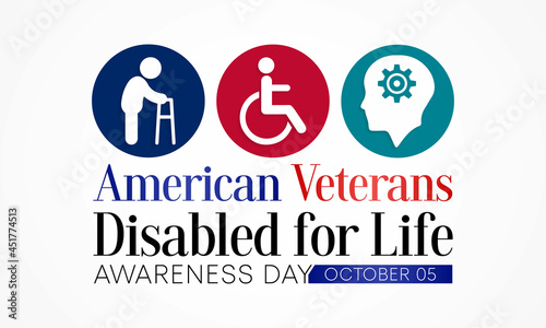 American Veterans disabled for life awareness day is observed every year on October 5, to recognize men and women who return from war with life altering injuries. Vector illustration
