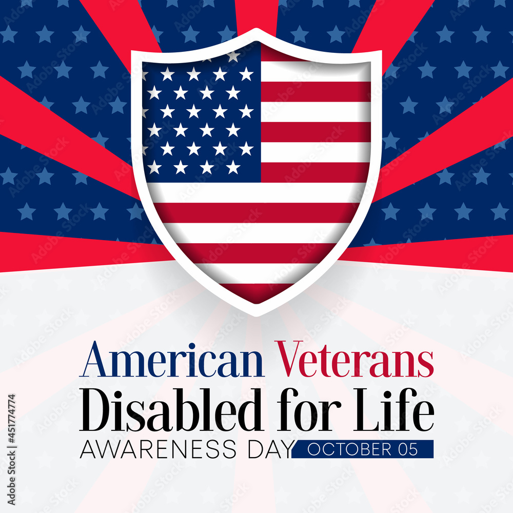 American Veterans disabled for life awareness day is observed every year on October 5, to recognize men and women who return from war with life altering injuries. Vector illustration