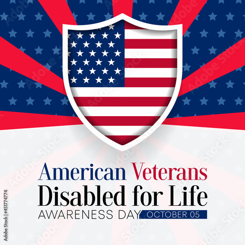American Veterans disabled for life awareness day is observed every year on October 5, to recognize men and women who return from war with life altering injuries. Vector illustration