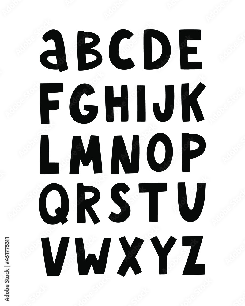 Hand drawn english alphabet. Vector illustration. Hand drawn english alphabet. Vector illustration.