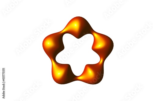 figure pentacircle form 3d rendering white background