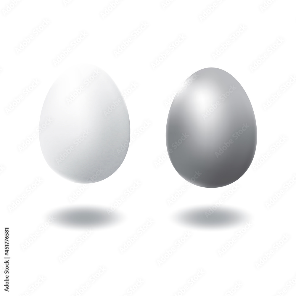 A couple of white duck egg and silver egg. A couple of white duck egg and silver egg.
