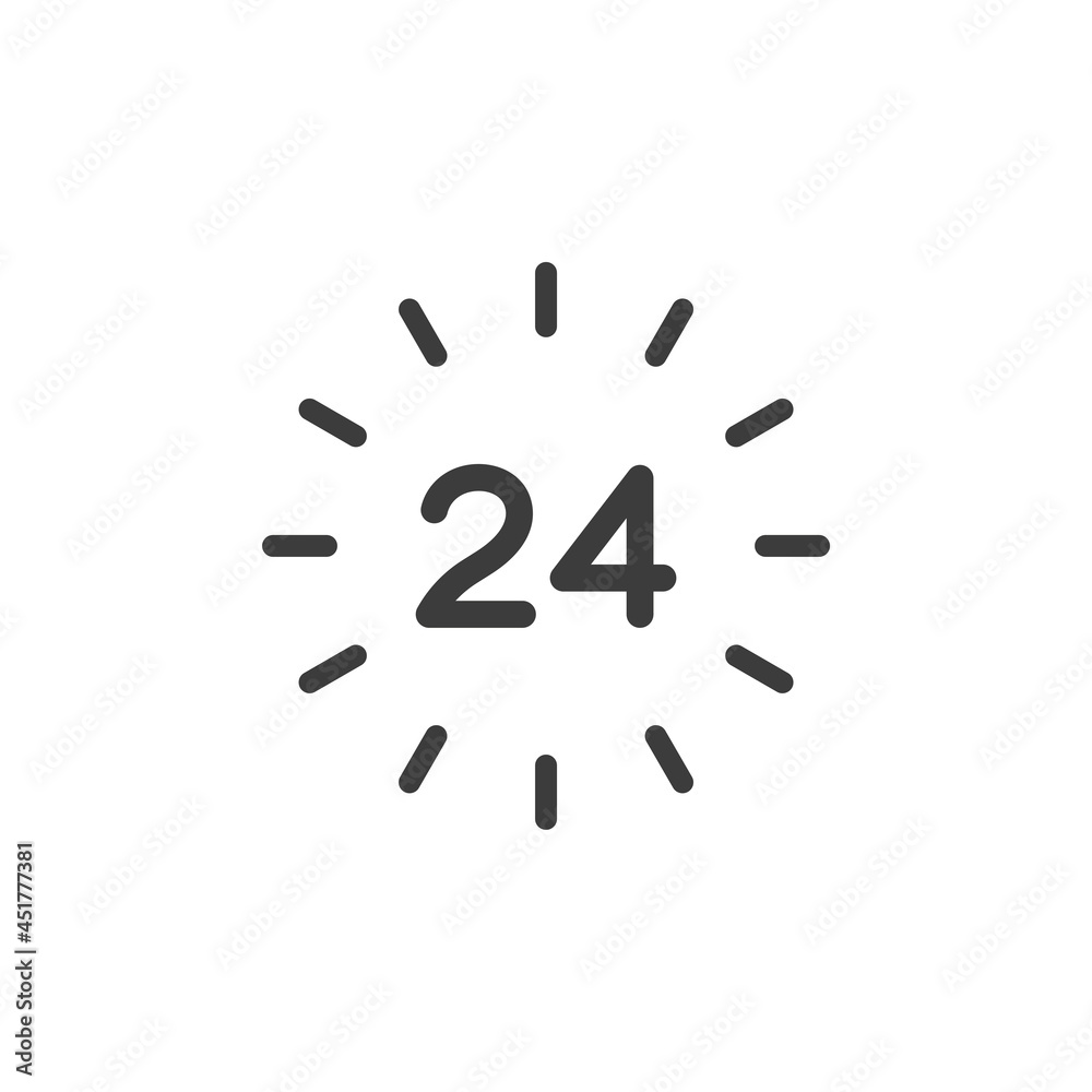 24 hours icon vector. Open or available 24 hours a day concept. 24 hours icon vector. Open or available 24 hours a day concept.