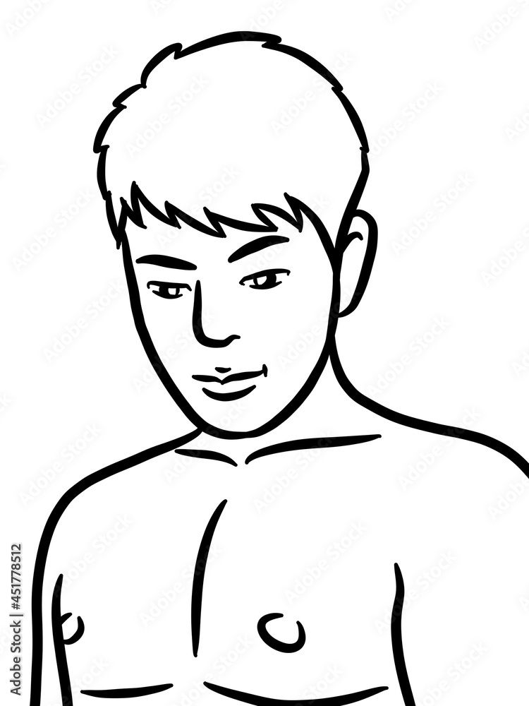 black and white of cute man cartoon for coloring