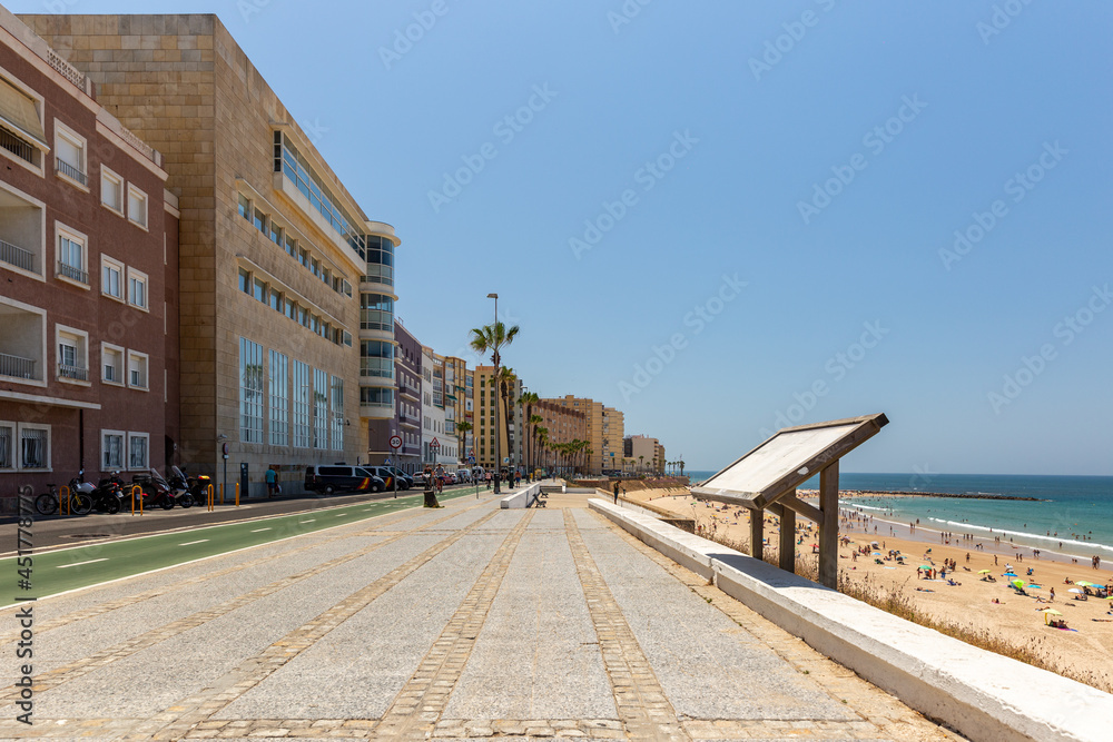 View of promenade area in front of the famous beach 