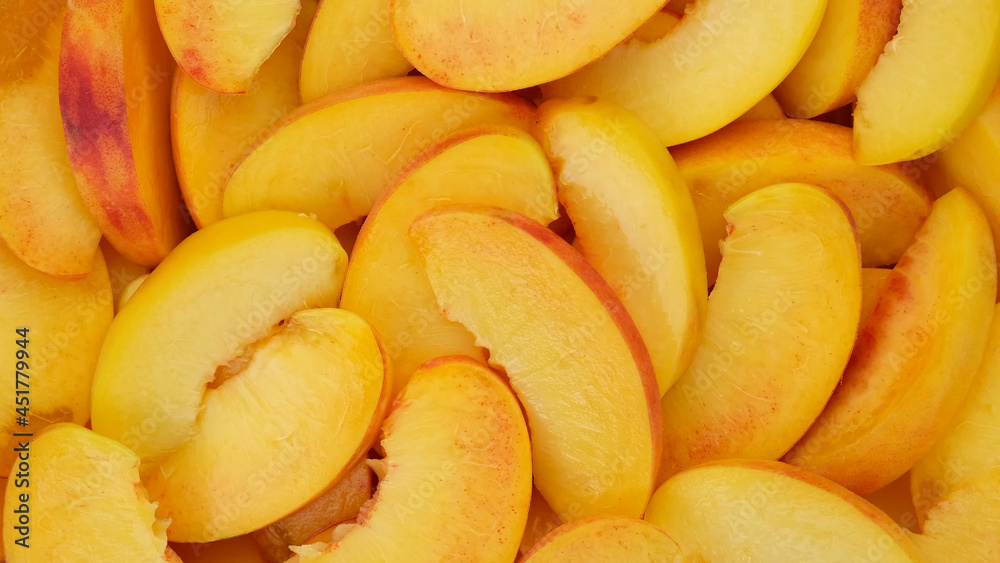 Peach. Sliced peaches close up