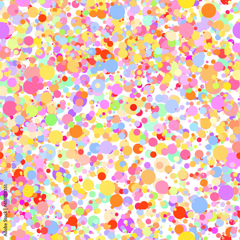 Abstract hand drown polka dots background. White dotted seamless pattern with rainbow circles. Template design for for Birthday, party holiday, banner, textile, fabric. Summer confetti illustration Abstract hand drown polka dots background. White dotted seamless pattern with rainbow circles. Template design for for Birthday, party holiday, banner, textile, fabric. Summer confetti illustration
