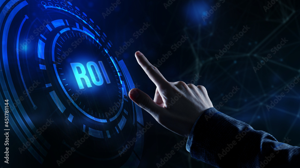 Obraz premium Internet, business, Technology and network concept. ROI Return on investment financial growth concept