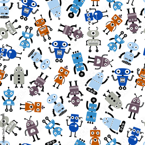 Seamless pattern with different robots.