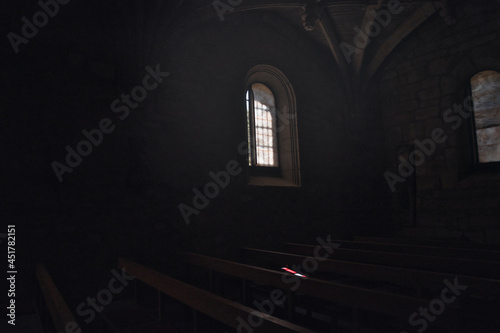 Luz Interior en la capilla de la iglesia del monasterio de San Martin de Castañeda, Castilla y Leon, España. provincia de Zamora. photo