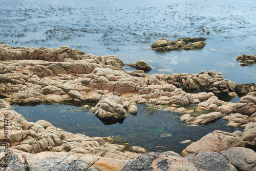 Costa de la muerte, Galicia, España. Larga exposición en el mar. A Coruña. photo