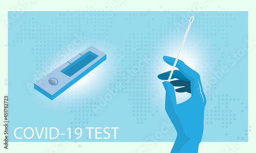 Covid-19 test. quick test Vector illustration. Coronavirus rapid test concept, laboratory research and diagnosis.