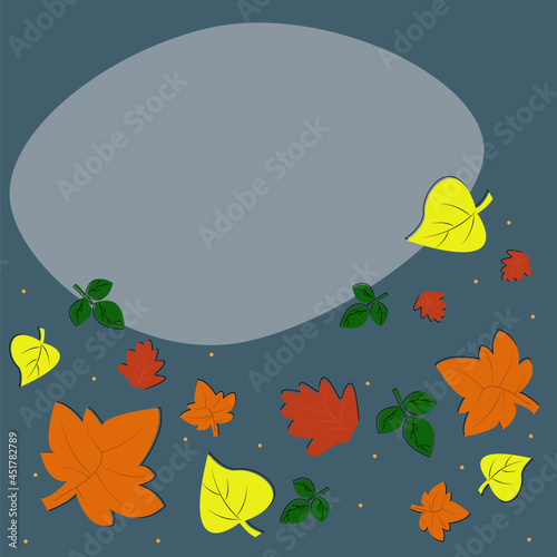Leaf fall vector.  Autumn template for banner.  Change of seasons of the year.  Cold snap.  Leaves swirl and fall.
