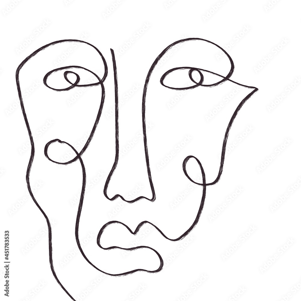 illustration of a face one line drawing illustration of a face one line drawing