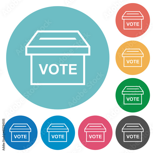 Ballot box outline flat round icons