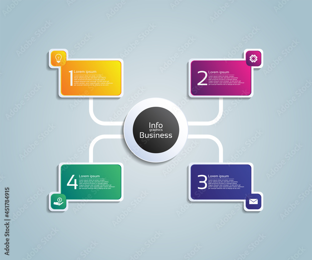 Presentation business infographic template colorful with 4 step