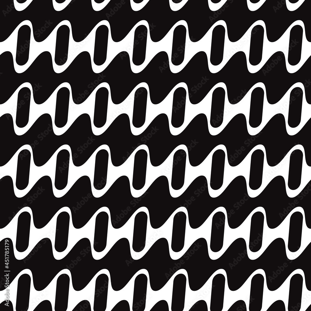 Black rounded shapes and waves. Vector layers in black color. Repeated black shapes. Black rounded shapes and waves. Vector layers in black color. Repeated black shapes.