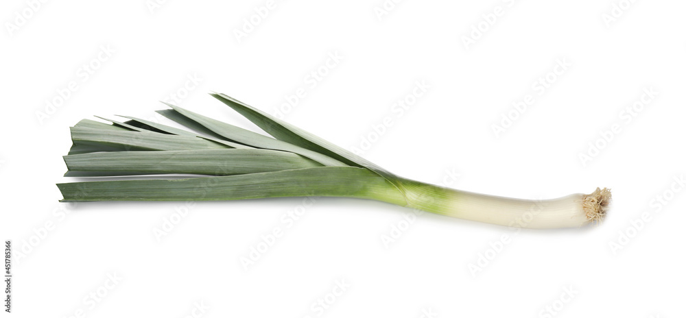 Fresh raw leek isolated on white. Ripe onion Fresh raw leek isolated on white. Ripe onion