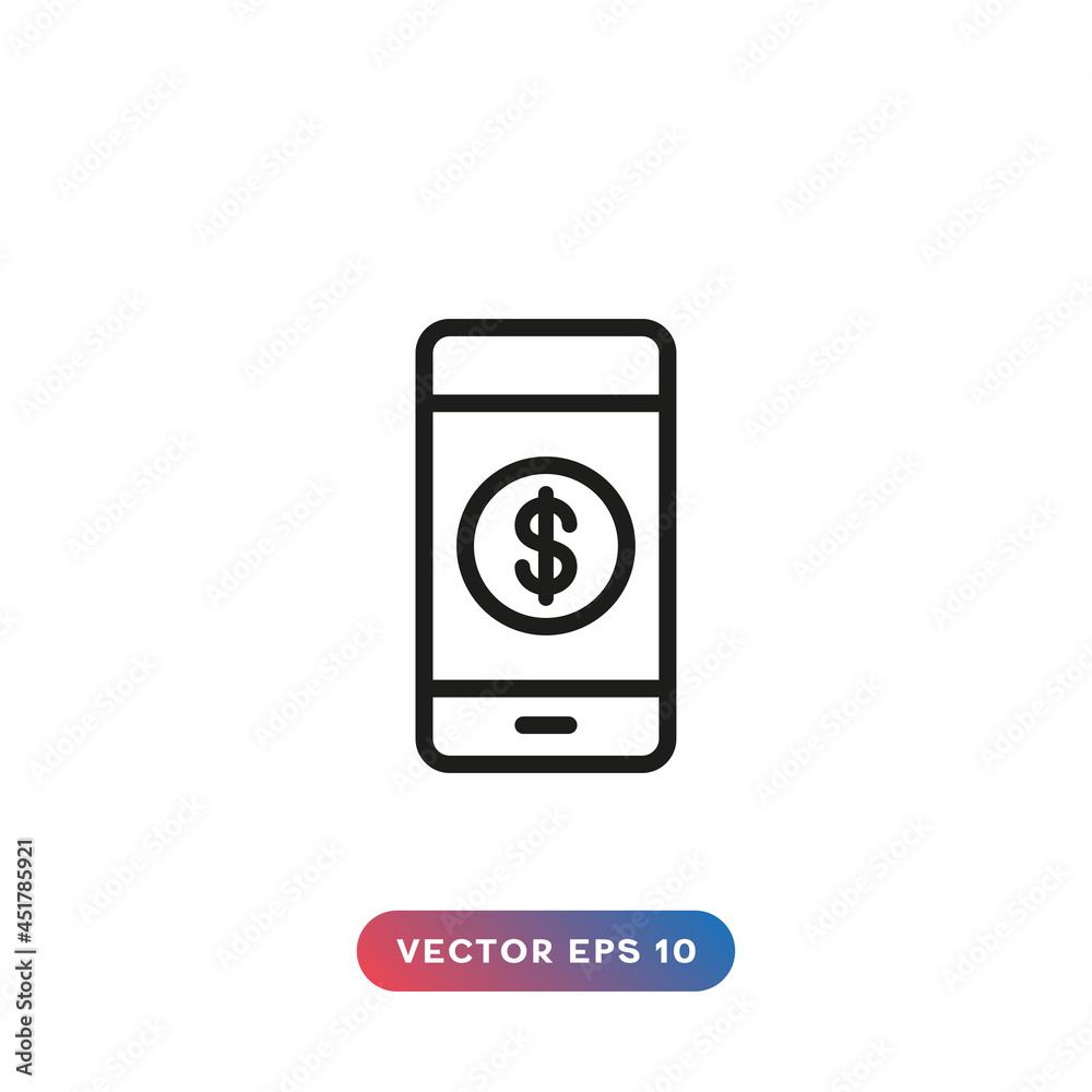 Smartphone with coin icon on white background. Online banking concept. Smartphone with coin icon on white background. Online banking concept.