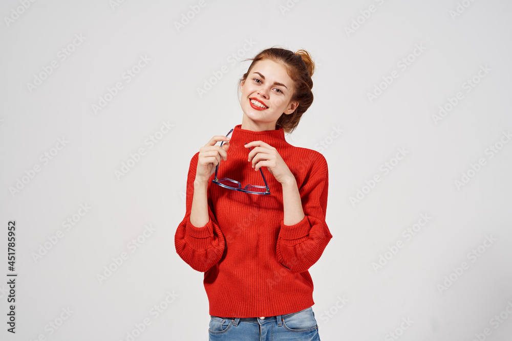 attractive woman Red lips attractive look isolated background attractive woman Red lips attractive look isolated background