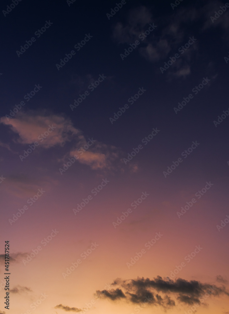 Sunset sky vertical in the evening on twilight after sundown, Dusk sky background 