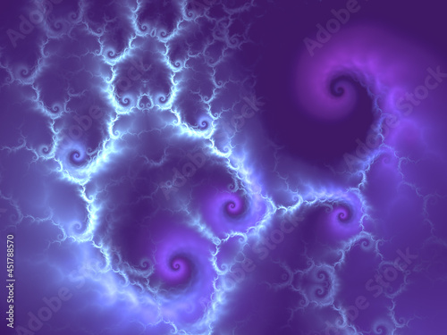 Abstract fractal art background. Infinitely repeating shapes like a spiral of lightning bolts with an alien paranormal feel.