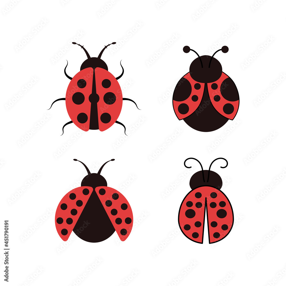 Ladybug icon set design illustration template Ladybug icon set design illustration template